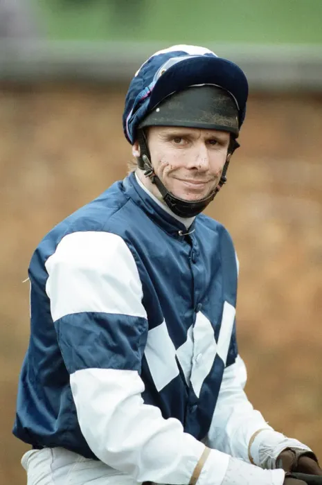 Framed Print : Jockey Peter Scudamore announces his retirement at Ascot. 7th April 1993 Framed Print : Jockey Peter Scudamore announces his retirement at Ascot. 7th April 1993