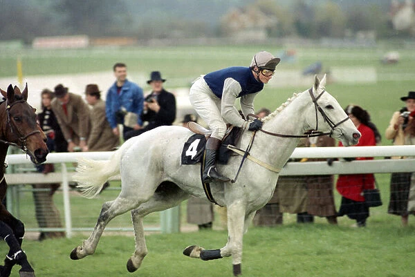 Jockey Richard Dunwoody on Desert Orchid leading the pack during the Gold Cup race at