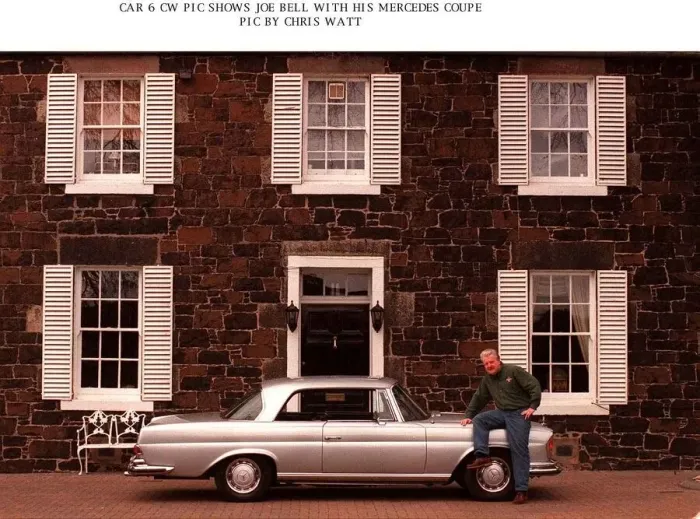 Framed Print : Joe Bell outside his home with his Mercedes coupe car Supplement Road Record