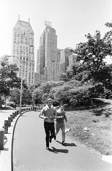 Joe Bugner jogging in park, Central Park South, New York, USA, 27th June 1970