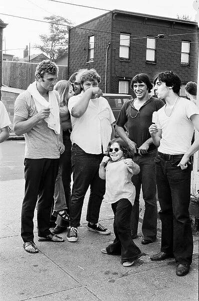 Joe Bugner (left) with fans in New York City. Joe is New York to meet some of