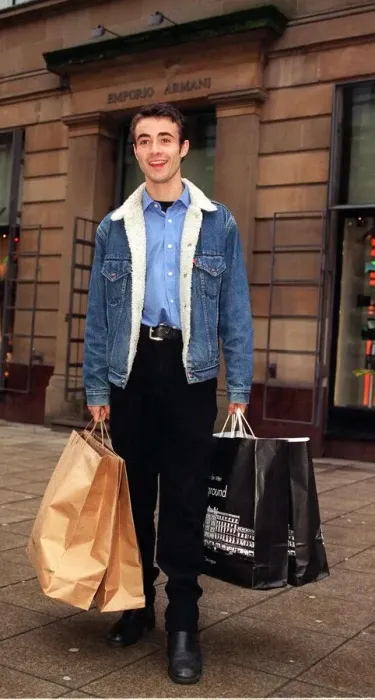 Framed Print : Joe McFadden actor buying clothes for fashion shoot for Daily Record Framed Print : Joe McFadden actor buying clothes for fashion shoot for Daily Record