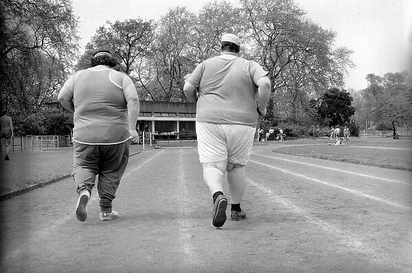 Jogger-nauts: John Robinson sports writer with Colin Taylor jogging in Battersea Park