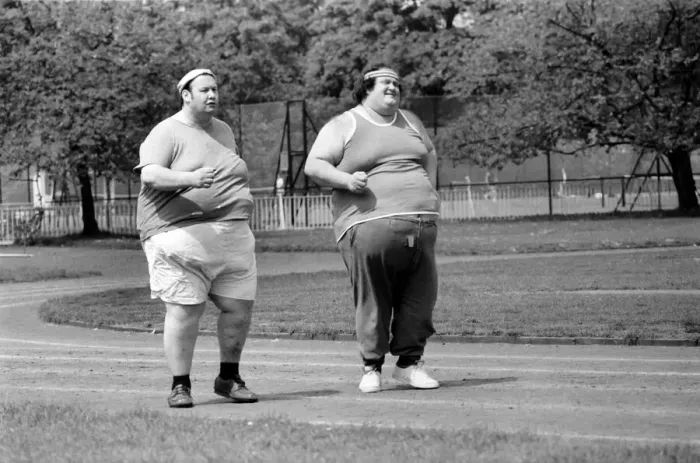 Framed Print : Jogger-nauts: John Robinson sports writer with Colin Taylor jogging in Battersea Park Framed Print : Jogger-nauts: John Robinson sports writer with Colin Taylor jogging in Battersea Park