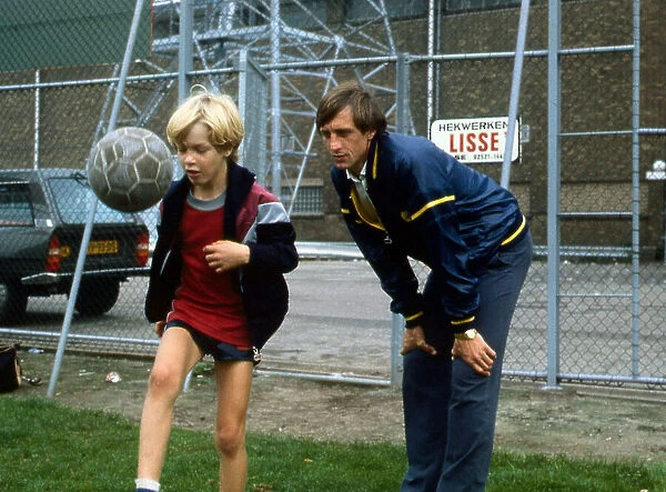 Johan Cruyff with 8 year old son Jordi September 1982
