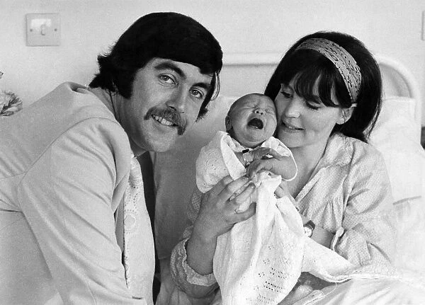 John Alderton and Pauline Collins with two-day-old baby Catherine Bridie at a nursing