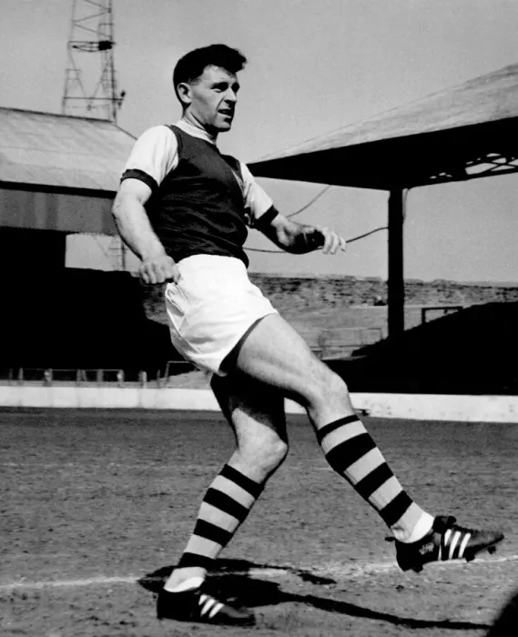 Framed Print : John Angus Burnley Footballer in training. May 1962 P006247 Framed Print : John Angus Burnley Footballer in training. May 1962 P006247