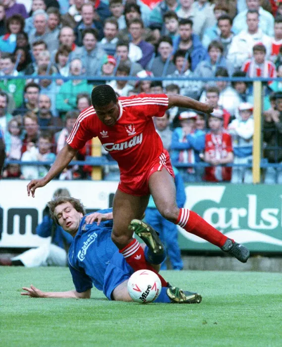 Framed Print : John Barnes in action for Liverpool against Wimbledon at Selhurst Park Framed Print : John Barnes in action for Liverpool against Wimbledon at Selhurst Park