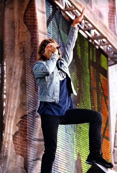 John Bon Jovi performing at the Gateshead International Stadium. 27  /  06  /  95