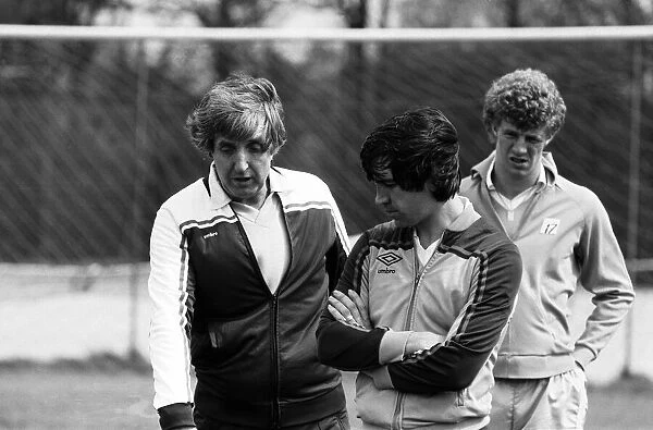 John Bond, Manchester City Football Manager, conducts training session, May 1981