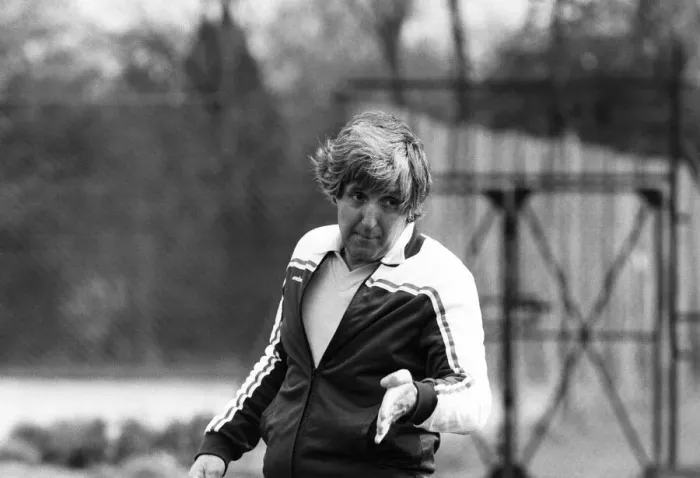 Framed Print : John Bond, Manchester City Football Manager, conducts training session, May 1981 Framed Print : John Bond, Manchester City Football Manager, conducts training session, May 1981