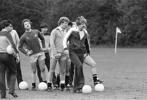 John Bond, Manchester City Football Manager, conducts training session, May 1981