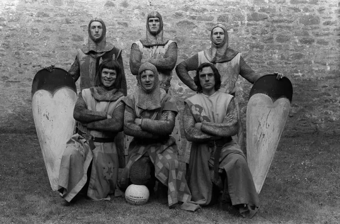 Framed Print : John Cleese as Sir Lancelot and the footballing knights Medieval Monty Python based Framed Print : John Cleese as Sir Lancelot and the footballing knights Medieval Monty Python based