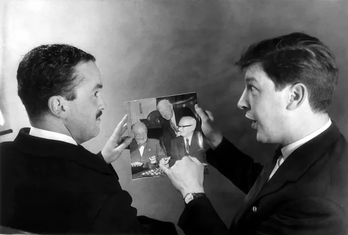 Framed Print : John Cobbold Dec 1959 Ipswich FC Chairman looks at a picture of the FA cup draw which put Framed Print : John Cobbold Dec 1959 Ipswich FC Chairman looks at a picture of the FA cup draw which put