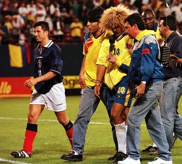 John Collins leaves pitch at end of Scotland match against Colombia May 1998 whilst