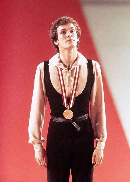 John Curry Ice Skater with his Gold medal February 1976 after his