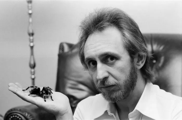 Framed Print : John Entwistle, bass guitarist of British rock group The Who with his pet tarantula Doris Framed Print : John Entwistle, bass guitarist of British rock group The Who with his pet tarantula Doris