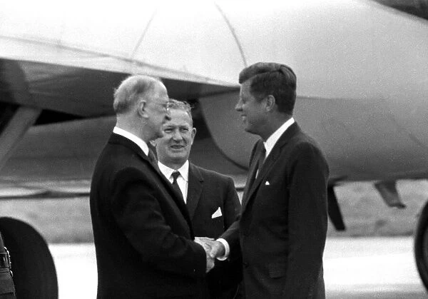 John F. Kennedy is greeted by Republic of Ireland PM Eamon De Valera June 1963