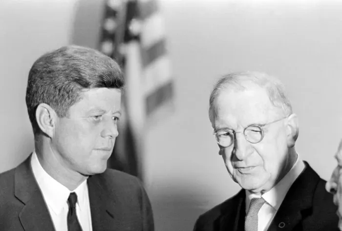 Framed Print : John F. Kennedy is greeted by Republic of Ireland PM Eamon De Valera June 1963
