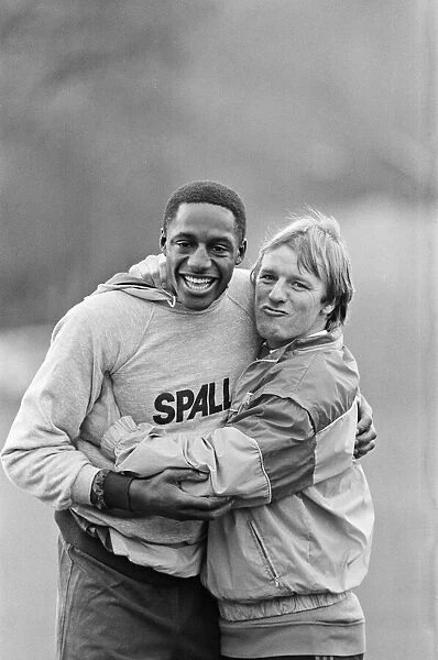 John Fashanu (left), pictured during a training session for Wimbledon Football Club