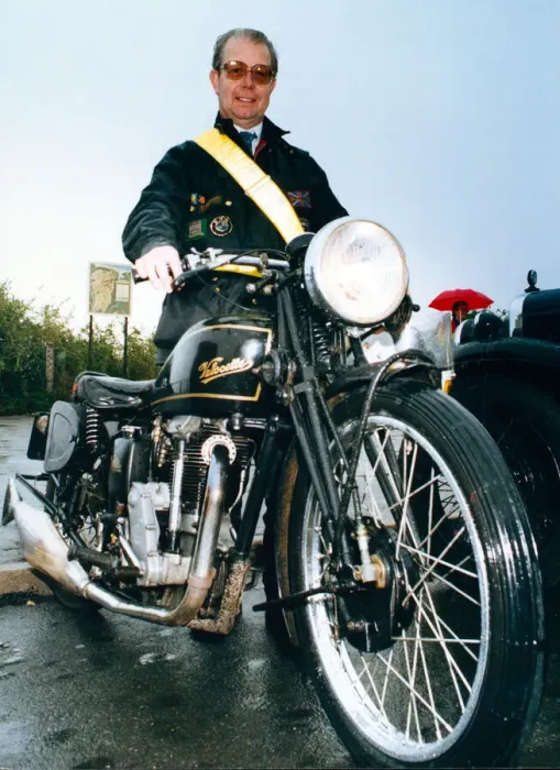 Framed Print : John Fawcett is pictured with his 1937 Velocette which he owned for 22 years