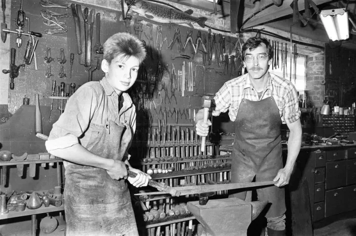 Framed Print : John Garland-Taylor and his son James at the Hatton Craft centre in Warwickshire Framed Print : John Garland-Taylor and his son James at the Hatton Craft centre in Warwickshire