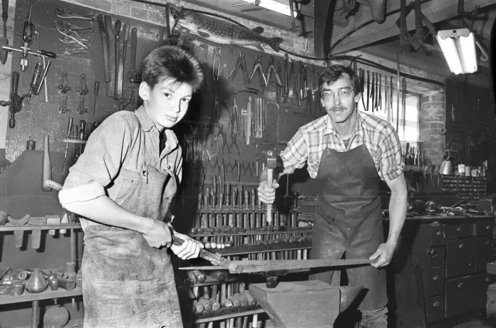 Framed Print : John Garland-Taylor and his son James at the Hatton Craft centre in Warwickshire Framed Print : John Garland-Taylor and his son James at the Hatton Craft centre in Warwickshire