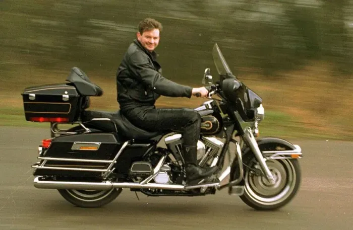 Framed Print : John Gordon Sinclair actor riding his Harley Davidson Electra Glide motorcycle