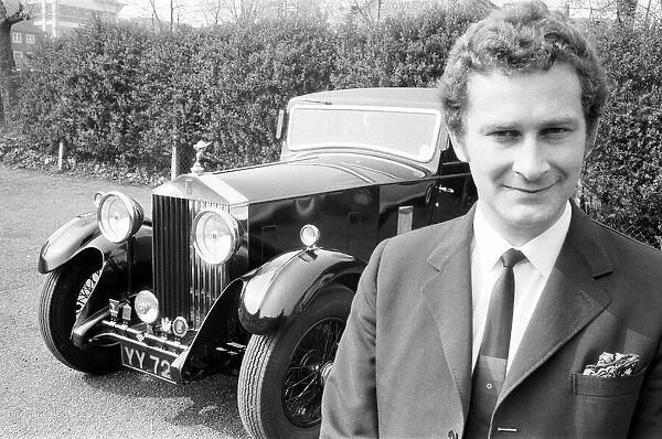 John Howard Davies, BBC Television Producer, pictured with his 1932 Rolls Royce