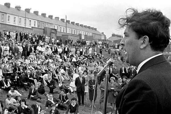 John Hume addresses the open air peace meeting in Londonderry