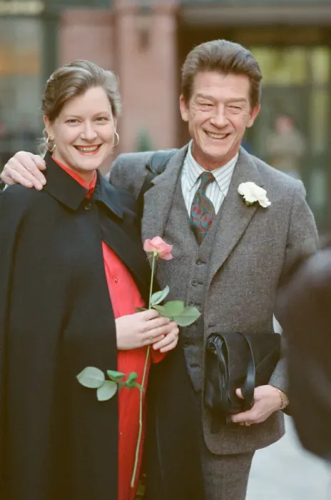 Framed Print : John Hurt marries Jo Dalton at Marylebone Town Hall in London