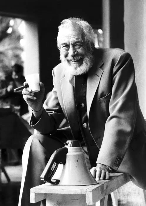 Framed Print : John Huston Film Director on set of latest film The Man who would be King