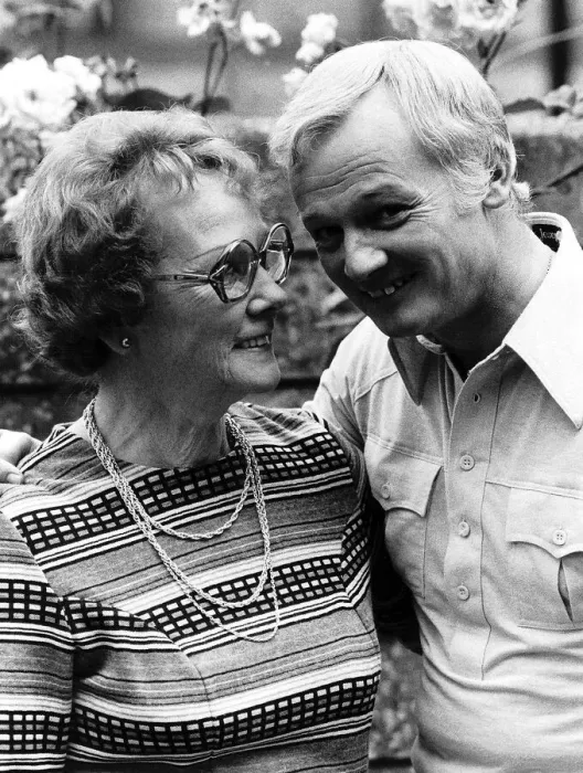 Framed Print : John Inman actor with his mother Mary Inman Framed Print : John Inman actor with his mother Mary Inman