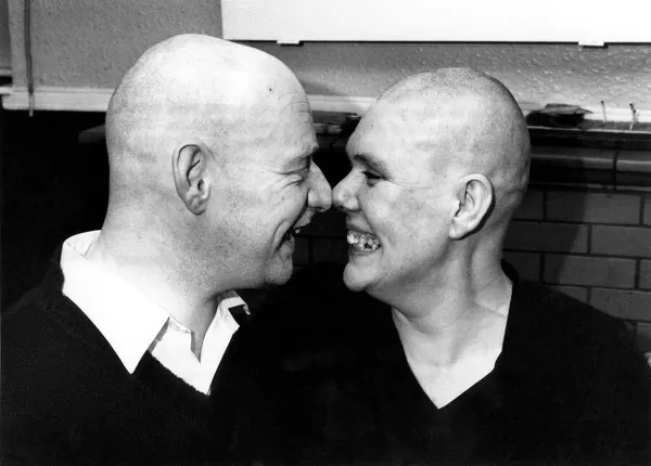 John and Jean Robertson after their charity shearing. January 1982 P007925