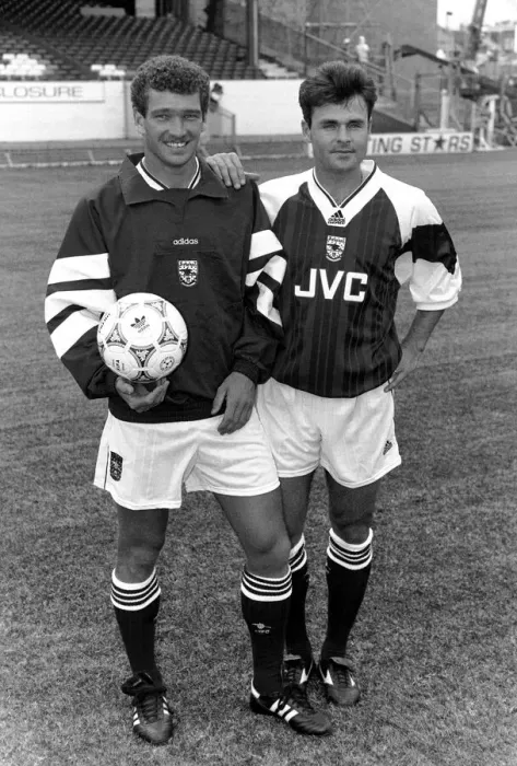 Framed Print : John Jenson Football Player of Arsenal - with teammate Anders Limpur Framed Print : John Jenson Football Player of Arsenal - with teammate Anders Limpur