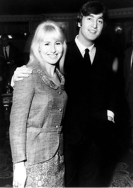 John Lennon attending a literary luncheon with his wife Cynthia
