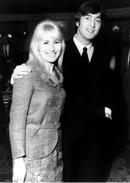 Framed Print : John Lennon attending a literary luncheon with his wife Cynthia