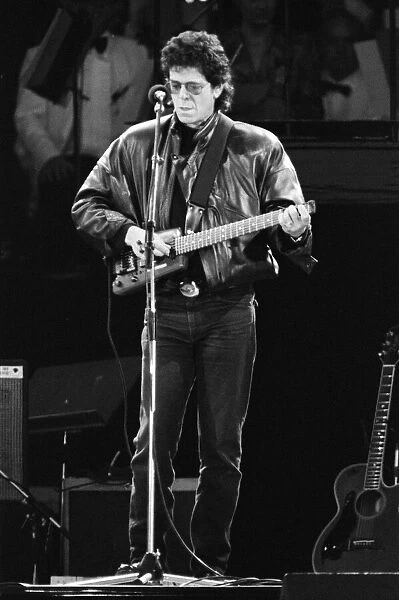 John Lennon Memorial Concert held at Pier Head, Liverpool. Lou Reed performs