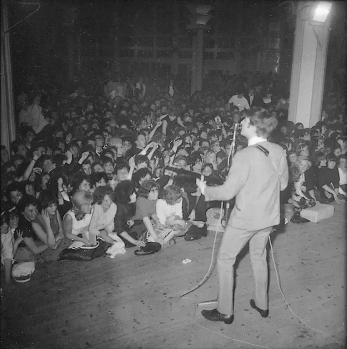 Framed Print : John Lennon performing on stage during the Beatles last British ballroom appearance Framed Print : John Lennon performing on stage during the Beatles last British ballroom appearance