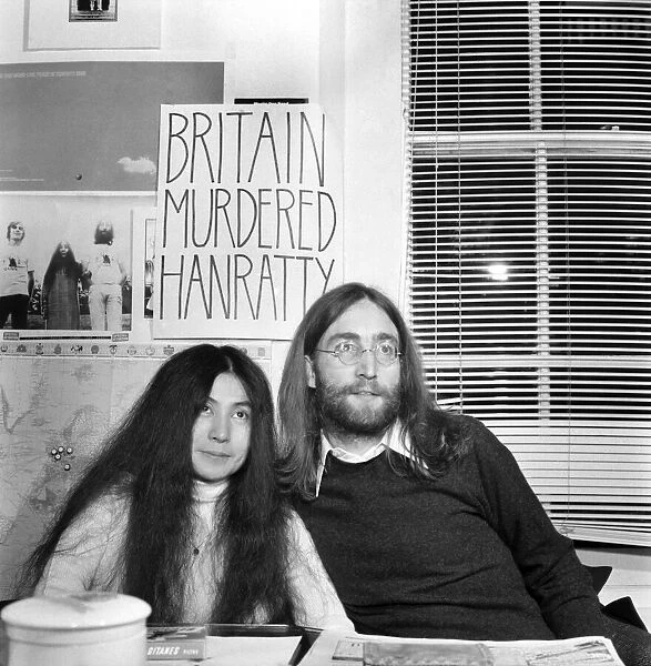 John Lennon and wife Yoko Ono protest about the execution of James Hanratty who was