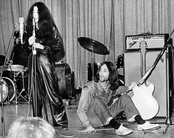 John Lennon and Yoko Ono appear at The Natural Music Concert, Lady Mitchell Hall