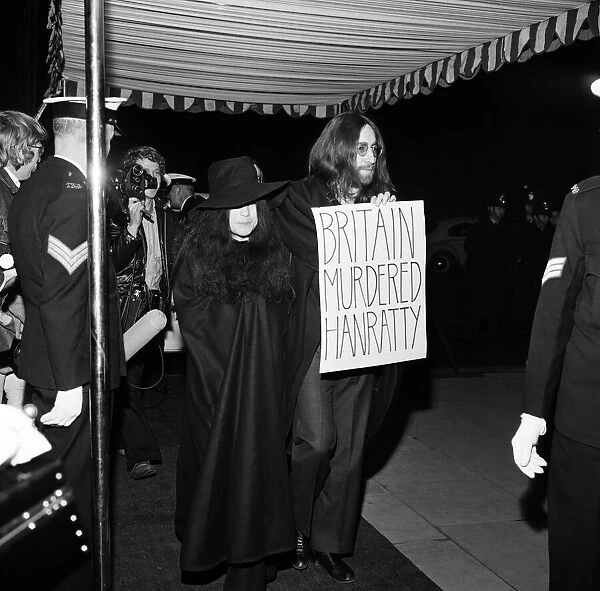 John Lennon and Yoko Ono arriving at the Charity world Premier of