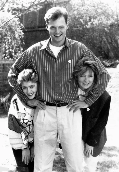 Framed Print : John Leslie with Caron Keating and Yvette Fielding - 1989 Framed Print : John Leslie with Caron Keating and Yvette Fielding - 1989