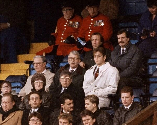 John Major British Prime Minister with his son James at Stamford Bridge watching Chelsea