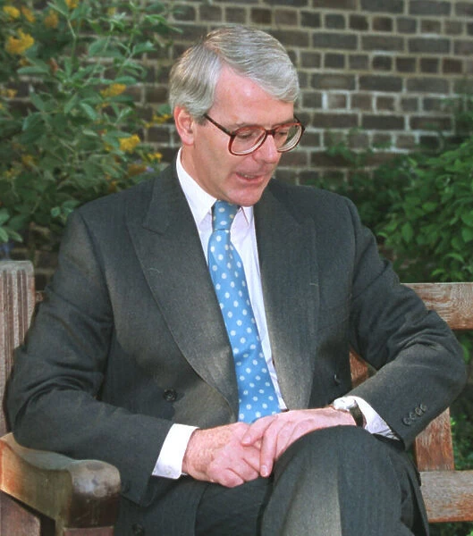 John Major Conservative Prime Minister after addressing reporters in the garden of No 10