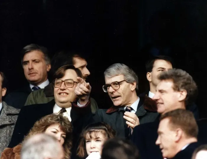 Framed Print : John Major with David Mellor MP seen here at Stamford Bridge watching Chelsea v Norwich Framed Print : John Major with David Mellor MP seen here at Stamford Bridge watching Chelsea v Norwich