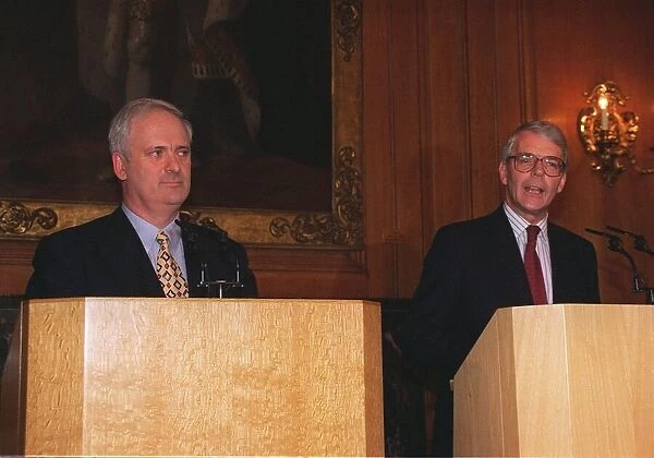John Major and John Bruton making the announcement that the Northern Ireland Peace