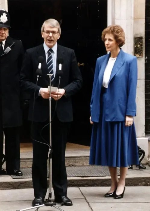 Framed Print : John Major makes a speech outside 10 Downing Street with his wife Norma at his side as Framed Print : John Major makes a speech outside 10 Downing Street with his wife Norma at his side as