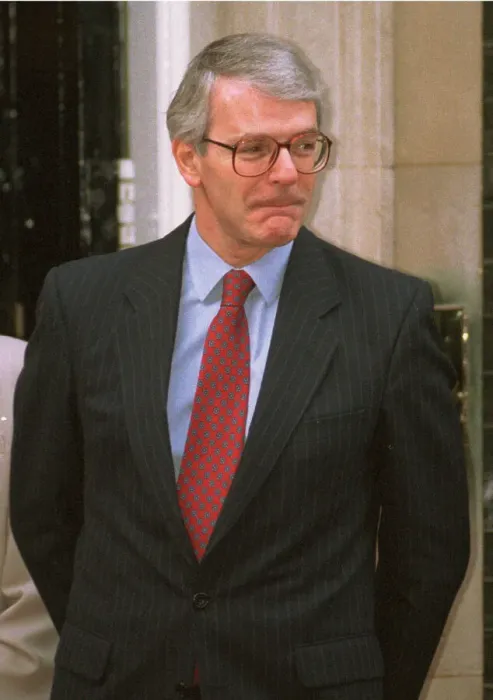 Framed Print : John Major outside No 10 Downing Street after having lunch with Mrs Bhutto 1994