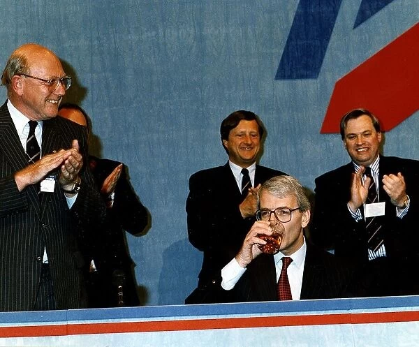 John Major Prime Minister drinking glass of whisky at Scottish Conservative Party